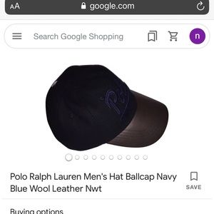 Lightly worn Polo Ralph Lauren Men's Hat Ballcap Navy Blue Wool Leather.